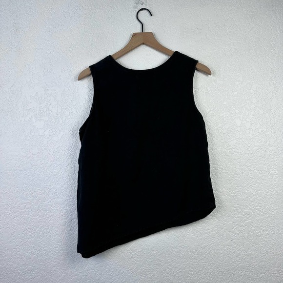 Vintage Willow lagenlook art to wear asymetrical linen black tank - Picture 6 of 8